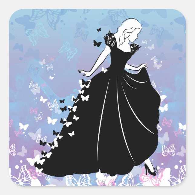 Cinderella Butterfly Dress Silhouette 2 Square Sticker (Front)