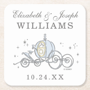 Cinderella Carriage   Fairytale Wedding Square Paper Coaster