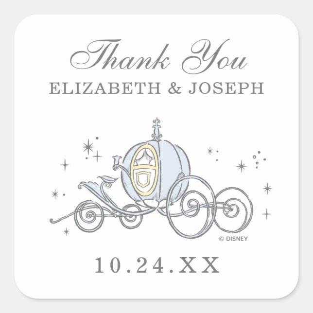 Cinderella Carriage | Fairytale Wedding Thank You Square Sticker (Front)