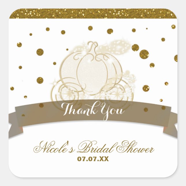 Cinderella Carriage Gold Glitter Dots Stickers (Front)