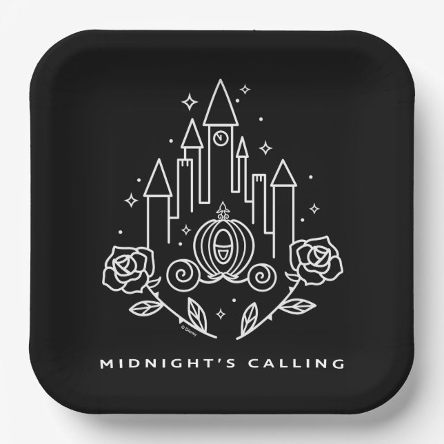 Cinderella Carriage Outline "Midnight's Calling" Paper Plate (Front)