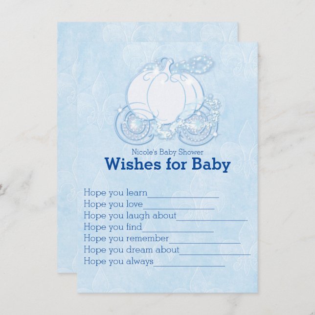 Cinderella Carriage Wishes for Baby Shower Game Invitation (Front/Back)