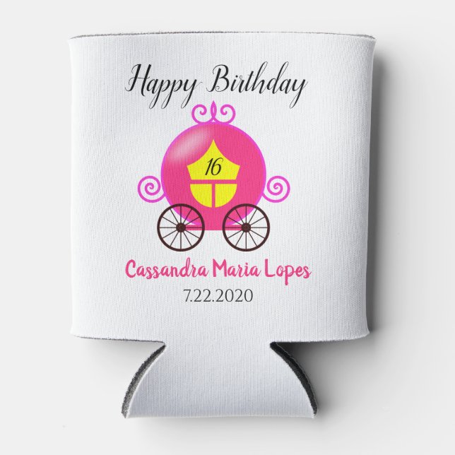 Cinderella Coach Girl Birthday Can Cooler Favour (Front)