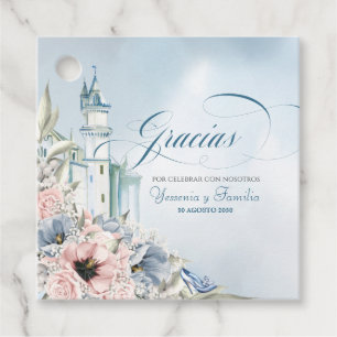 Cinderella Fairy Tale Light Blue Pink Spanish Favour Tags