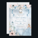 Cinderella Fairy Tale Princess Sweet 16 Birthday I Invitation<br><div class="desc">This beautifully elegant fairy tale invitation will invite your guests with a Cinderella theme, featuring a castle, beautiful pink and blue floral botanical, a missing glass slipper and the guest of honour in a gorgeous ball gown. All text is fully customizable and can be edited to suit your needs. This...</div>