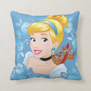 Cinderella   Flower Frame And Mice Throw Pillow
