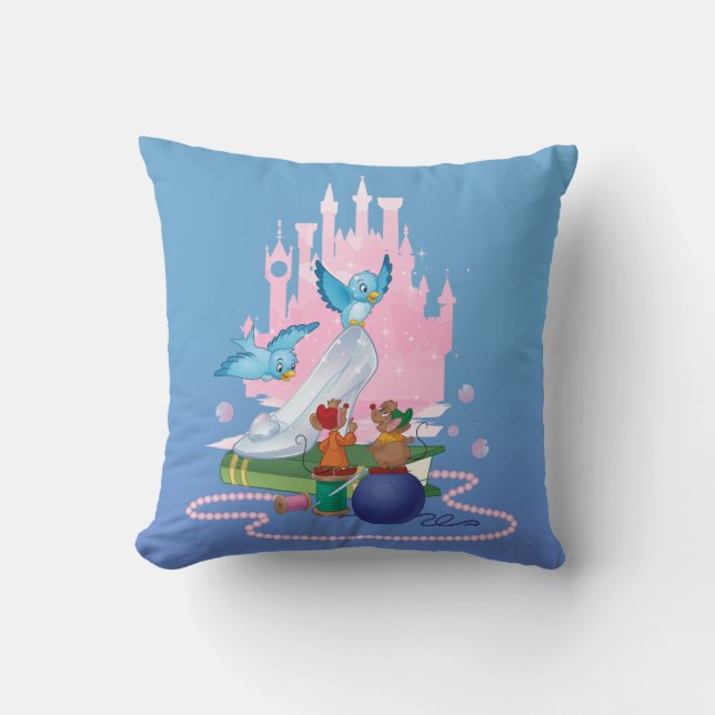 Cinderella | Glass Slipper And Mice Throw Pillow (Front)