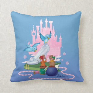 Cinderella   Glass Slipper And Mice Throw Pillow