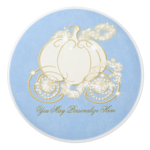 Cinderella Gold Pumpkin Carriage Blue Princess Ceramic Knob