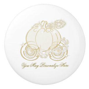 Cinderella Gold Pumpkin Carriage Princess Ceramic Knob