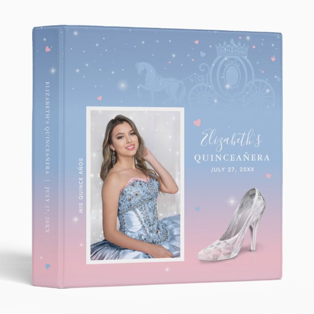 Cinderella Light Blue Pink Photo Album Guestbook Binder (Front/Spine)