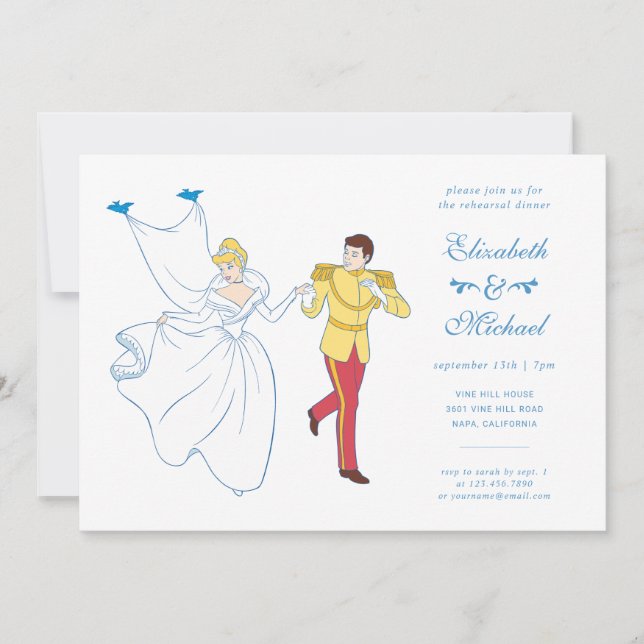 Cinderella & Prince Charming Rehearsal Dinner Invitation (Front)