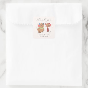 Cinderella & Prince Charming Wedding Thank You Square Sticker