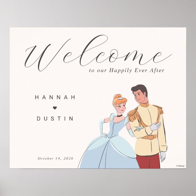 Cinderella & Prince Charming Wedding Welcome Sign (Front)
