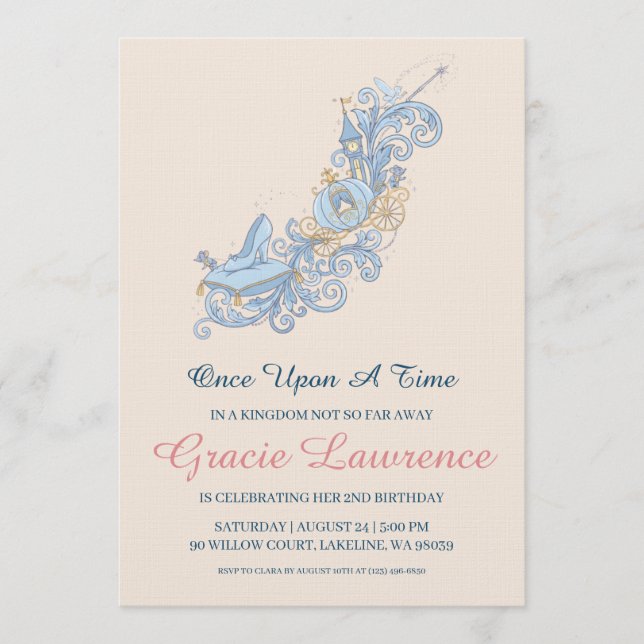 Cinderella princess birthday invitations (Devant)
