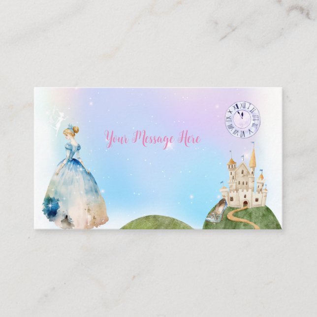 Cinderella Princess Birthday Kids  Enclosure Card (Front)