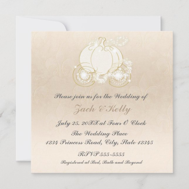 Cinderella Princess Carriage Wedding Invitation (Front)