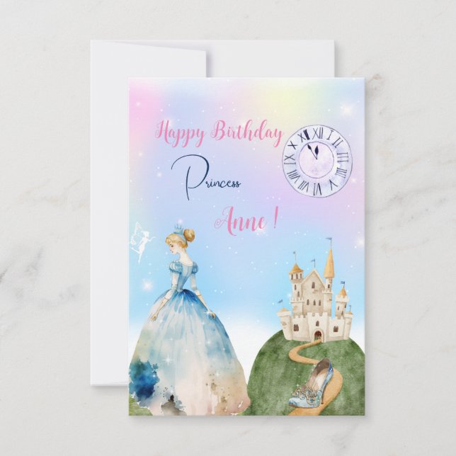 Cinderella Princess Happy Birthday Greeting Card (Front)