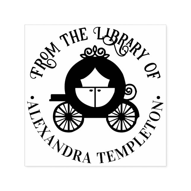 Cinderella Pumpkin Carriage Library Book Name Self-inking Stamp (Design)
