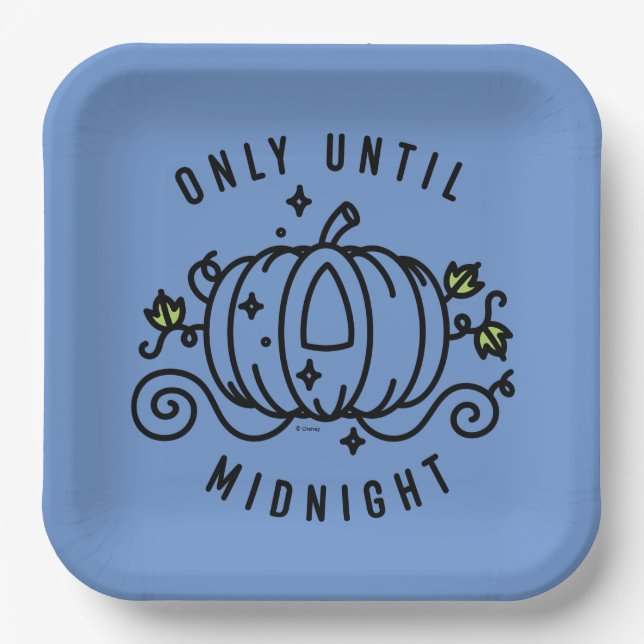 Cinderella Pumpkin Carriage "Only Until Midnight" Paper Plate (Front)