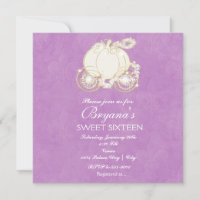 Cinderella Purple Princess Carriage Invitation