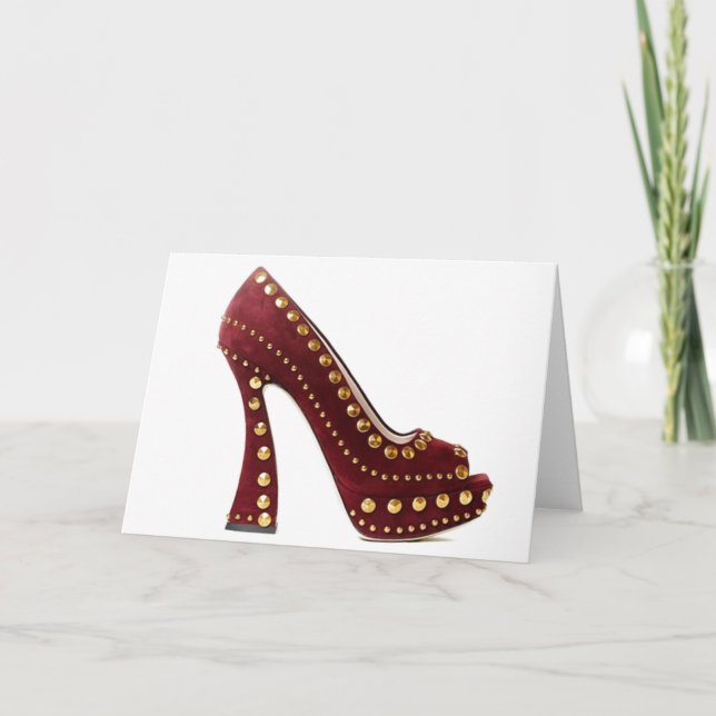 Cinderella Quote Miu Miu Red Suede Shoes Heels Card (Front)