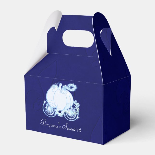 Cinderella Royal Blue Carriage Party Favour Boxes (Front Side)