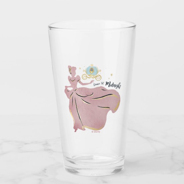 Cinderella Silhouette "Dance 'Til Midnight" Glass (Front)