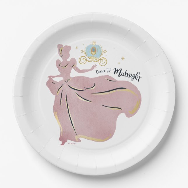 Cinderella Silhouette "Dance 'Til Midnight" Paper Plate (Front)