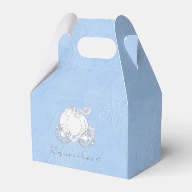 Cinderella Silver Carriage Blue Party Favour Boxes (Front Side)