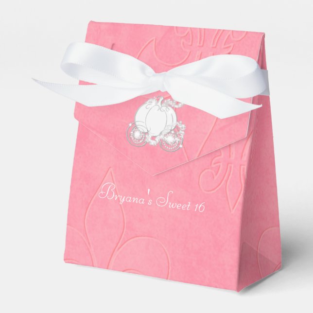 Cinderella Silver Carriage Pink Party Favour Boxes (Front Side)