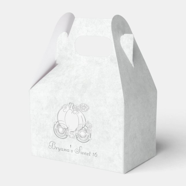 Cinderella Silver Carriage White Party Favour Boxe Favor Box (Front Side)