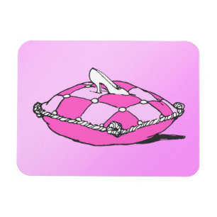 Cinderella Slipper on Pink Pillow Magnet