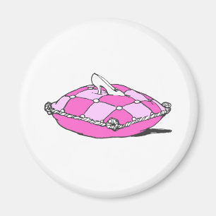 Cinderella Slipper on Pink Pillow Vintage Art Magnet