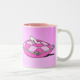 Cinderella Slipper on Pink Pillow Vintage Art Two-Tone Coffee Mug