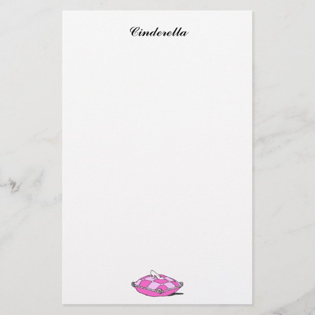Cinderella Slipper Pink Pillow Custom Stationery (Front)