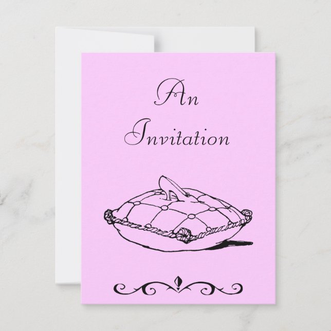 Cinderella Slipper Vintage Art Invitation Modèle (Devant)