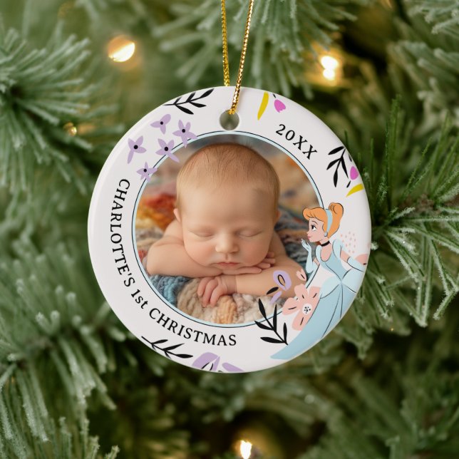 Cinderella & the Animals Photo Ceramic Ornament (Tree)