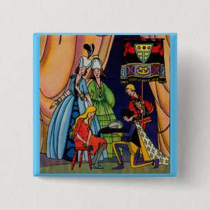 Cinderella, the prince and the glass slipper 2 inch square button