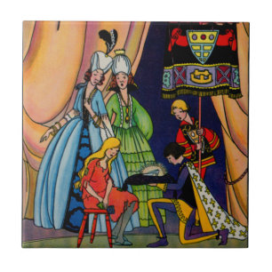 Cinderella, the prince and the glass slipper tile