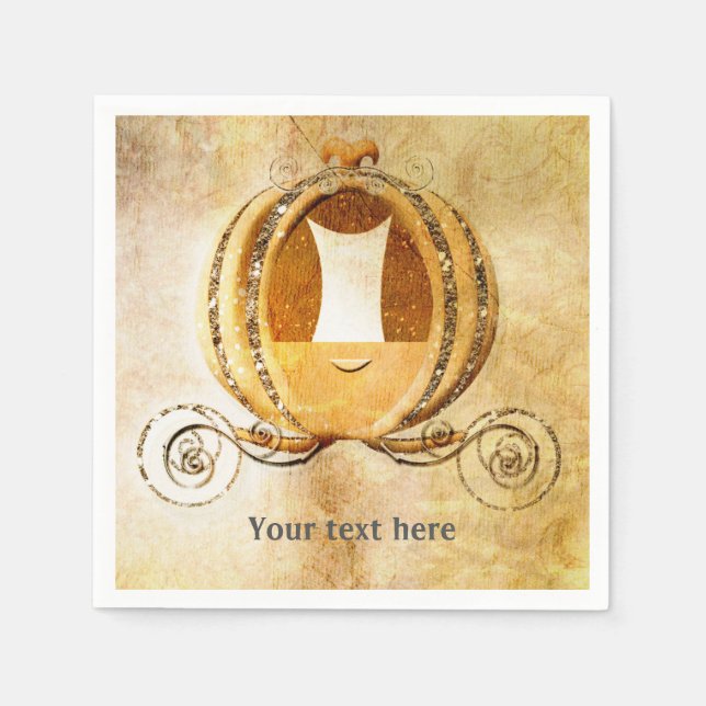 Cinderella Vintage Carriage Elegant Party Napkins (Front)