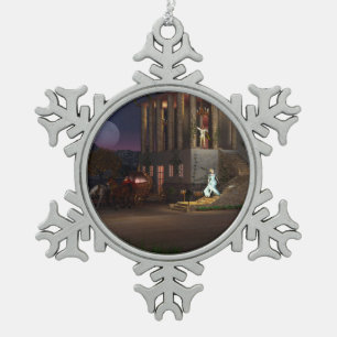 Cinderella's Coach Snowflake Pewter Christmas Ornament