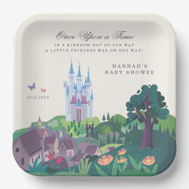 Cinderella's Whimsical Castle - Girl Baby Shower Paper Plate (Front)