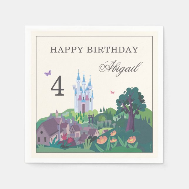 Cinderella's Whimsical Castle - Girl's Birthday Napkin (Front)