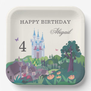 Cinderella's Whimsical Castle - Girl's Birthday Paper Plate