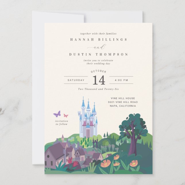 Cinderella's Whimsical Castle Wedding Invitation (Front)