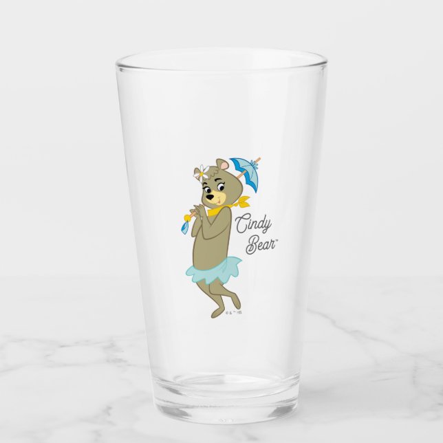Cindy Bear Holding Parasol Glass (Front)