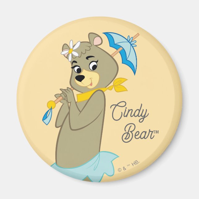 Cindy Bear Holding Parasol Magnet (Front)