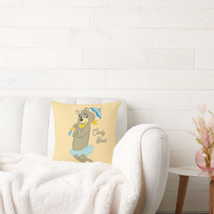 Cindy Bear Holding Parasol Throw Pillow