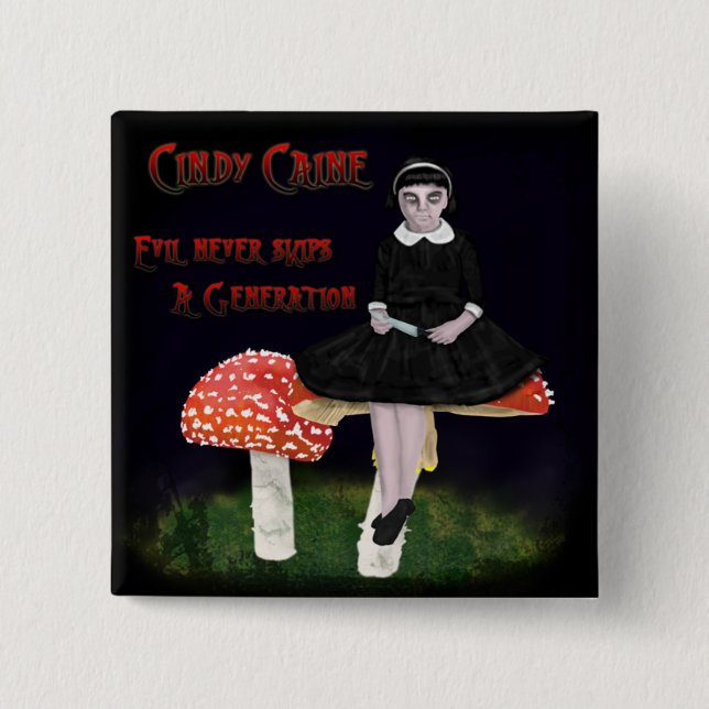 Cindy Caine 2 Inch Square Button (Front)